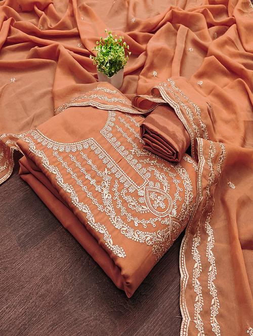 women solid with work embroidered unstitched suit set - 22018782 -  Standard Image - 0