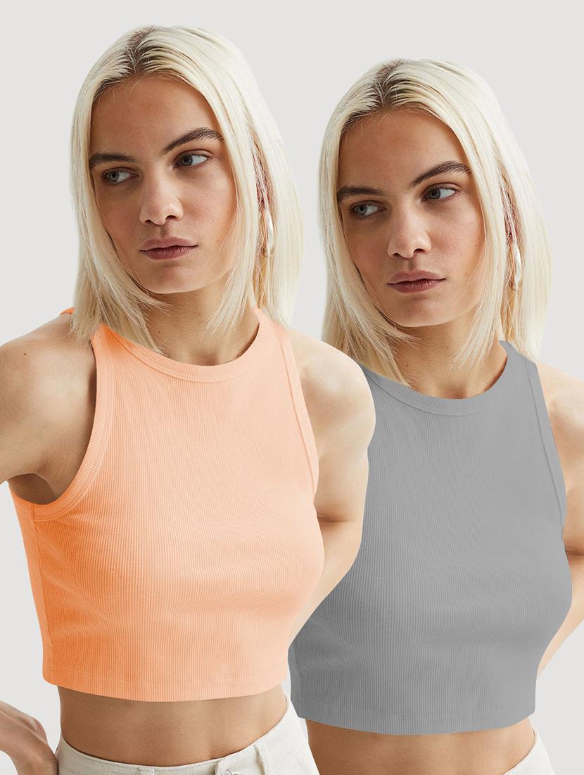 women pack of 2 solid sleeveless crop top - 22018872 - Zoom Image - 0