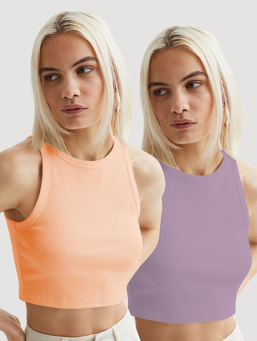 women pack of 2 solid sleeveless crop top - 22018873 - Zoom Image - 0