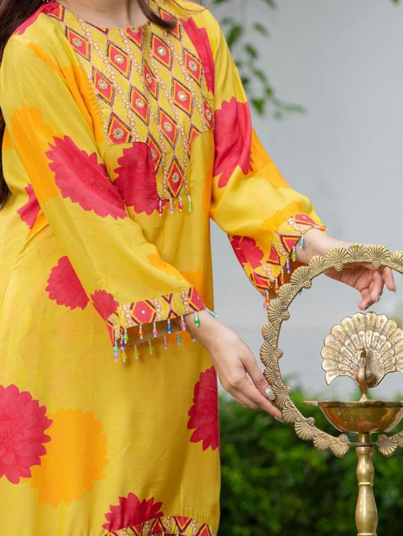 women printed long sleeve kurta palazzo set - 22018881 - Standard Image - 5