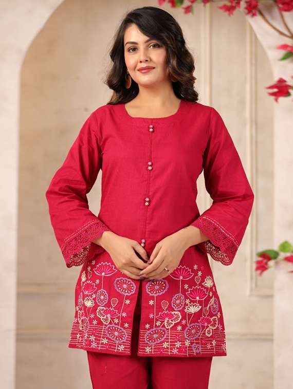 women embroidered long sleeve co-ord set - 22018886 - Standard Image - 3