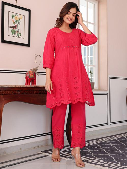 women three quarter sleeve ethnic co-ord set - 22018887 - Standard Image - 0