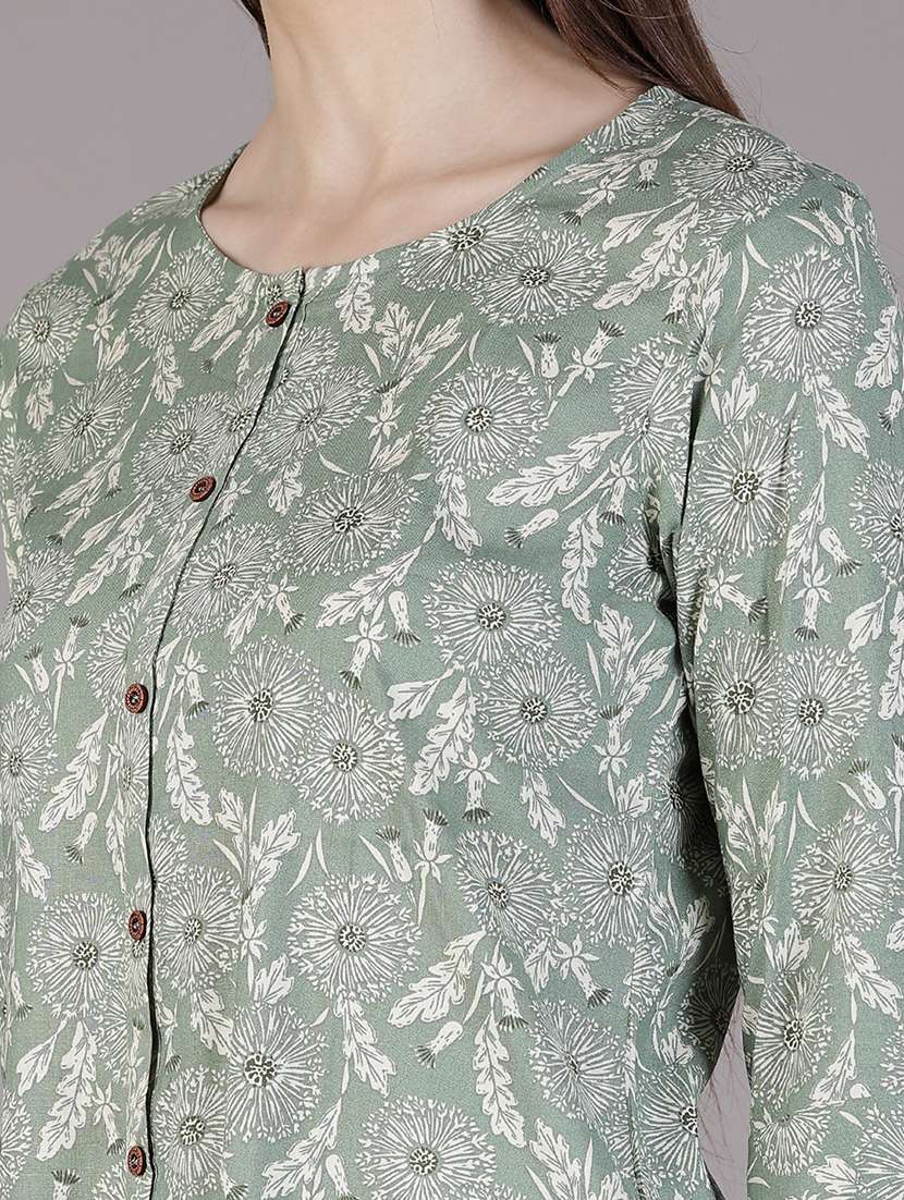 women floral printed three quarter sleeve a-line kurta - 22018898 - Standard Image - 5