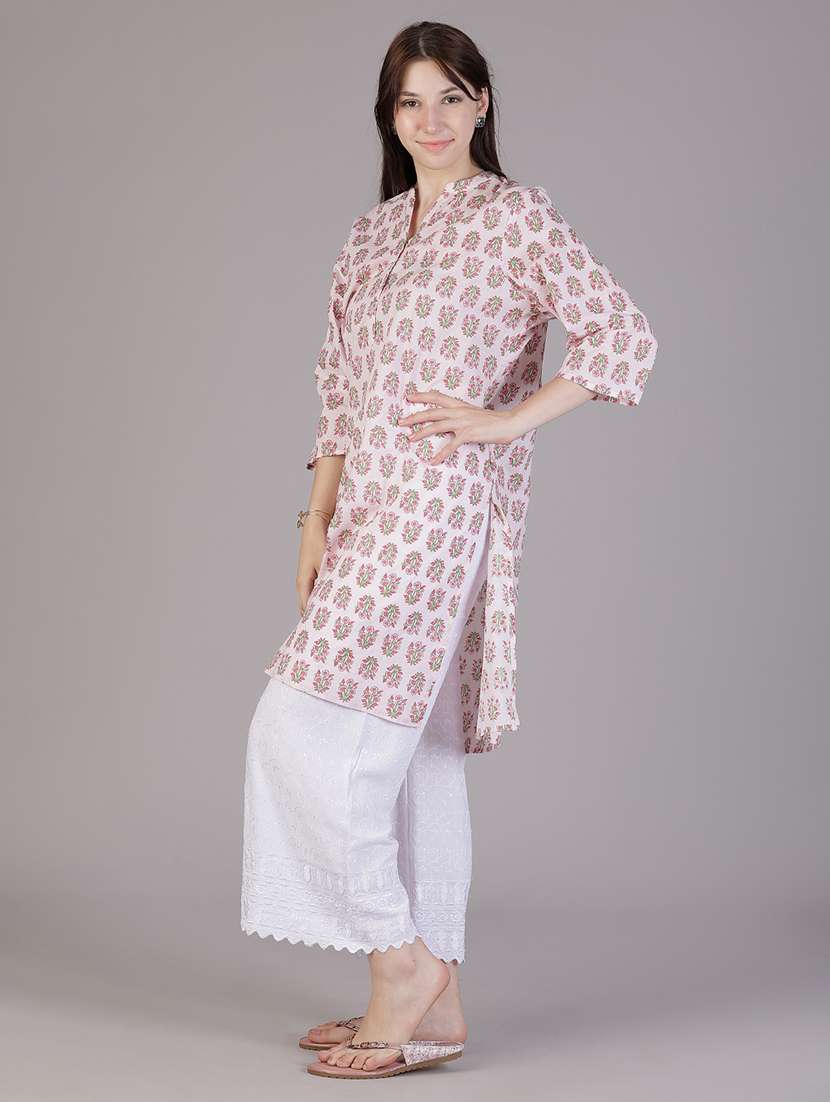 women floral printed three quarter sleeve a-line kurta - 22018900 - Standard Image - 3