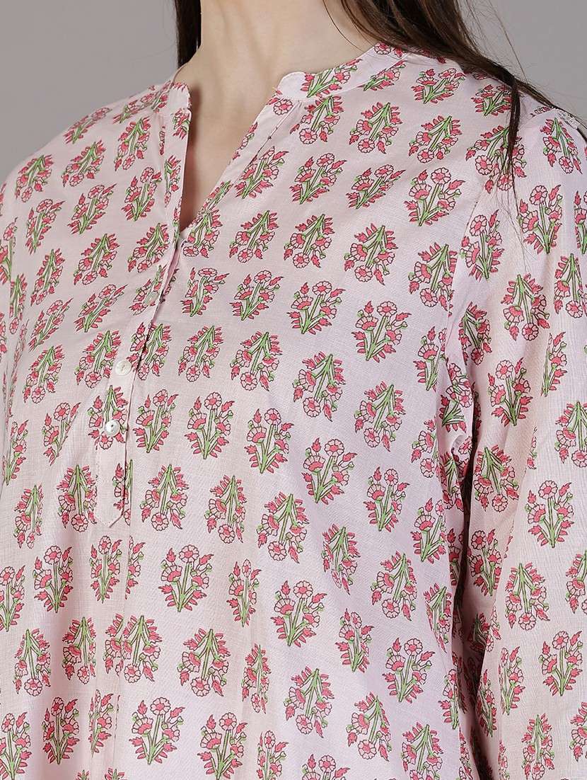 women floral printed three quarter sleeve a-line kurta - 22018900 - Standard Image - 5
