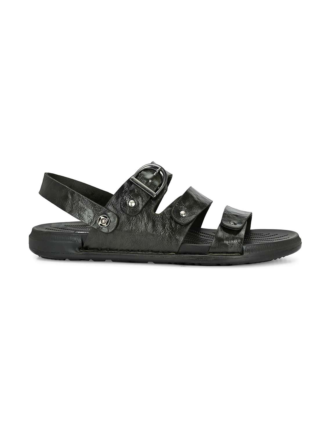 men's olive synthetic leather slip on sandal - 22018915 - Standard Image - 3