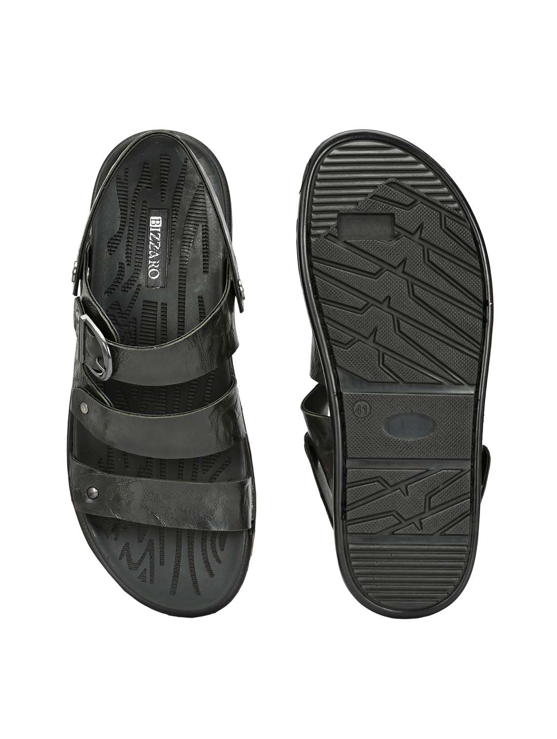 men's olive synthetic leather slip on sandal - 22018915 - Standard Image - 5