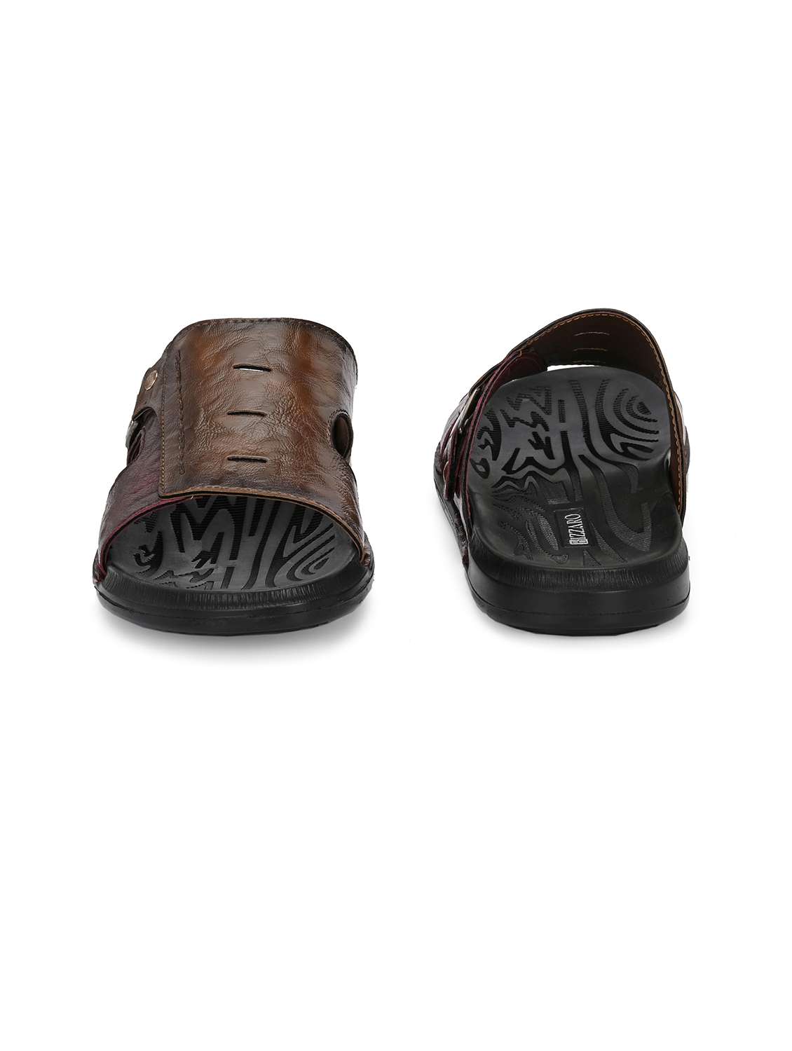 men's tan synthetic leather slip on sandal - 22018919 - Standard Image - 3