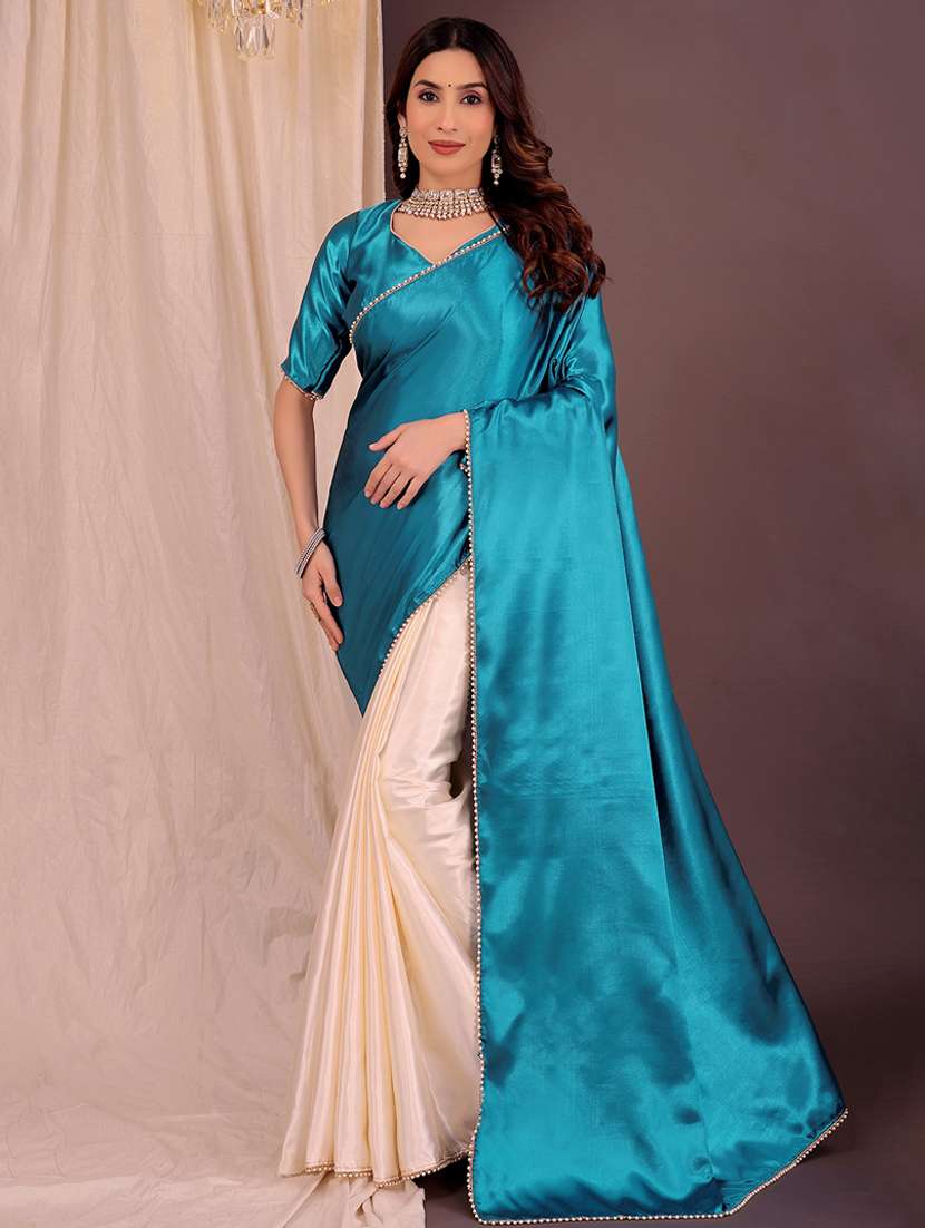 women solid half and half saree with blouse - 22018931 - Zoom Image - 0