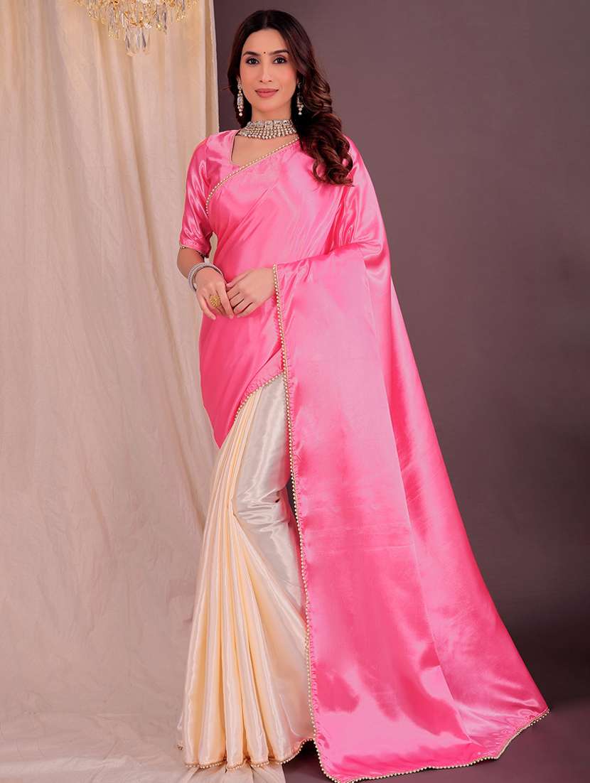 women solid half and half saree with blouse - 22018932 - Zoom Image - 0