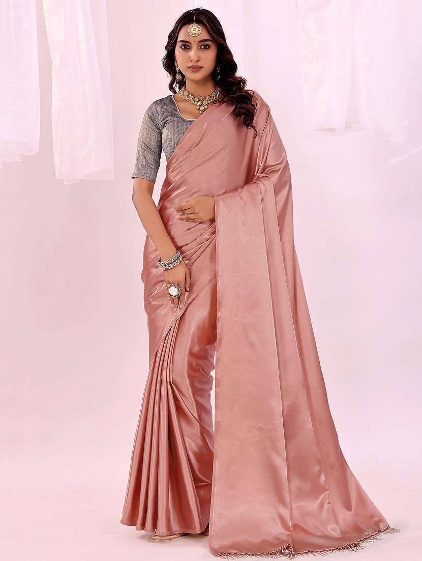 women solid embellished bordered saree with blouse - 22019297 -  Zoom Image - 0