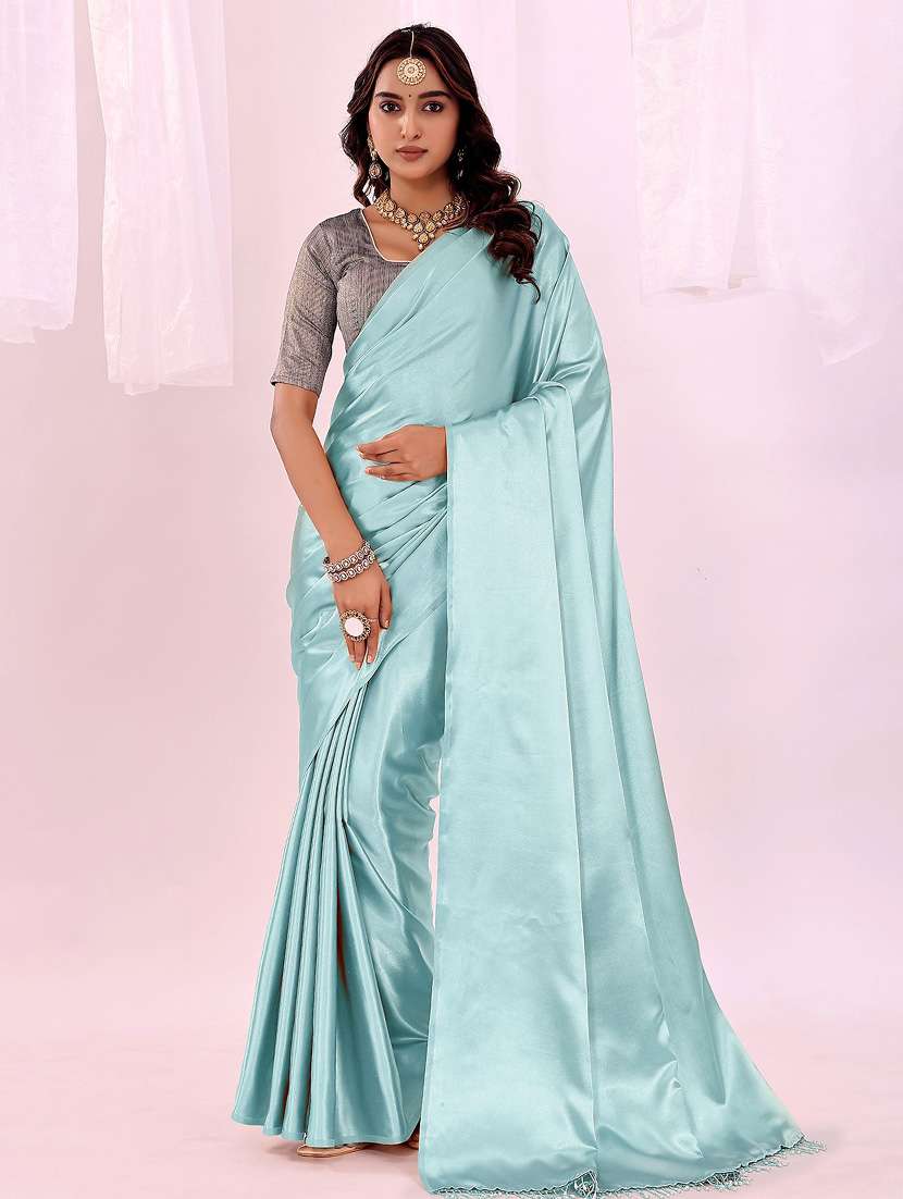 women solid embellished bordered saree with blouse - 22019299 - Zoom Image - 0