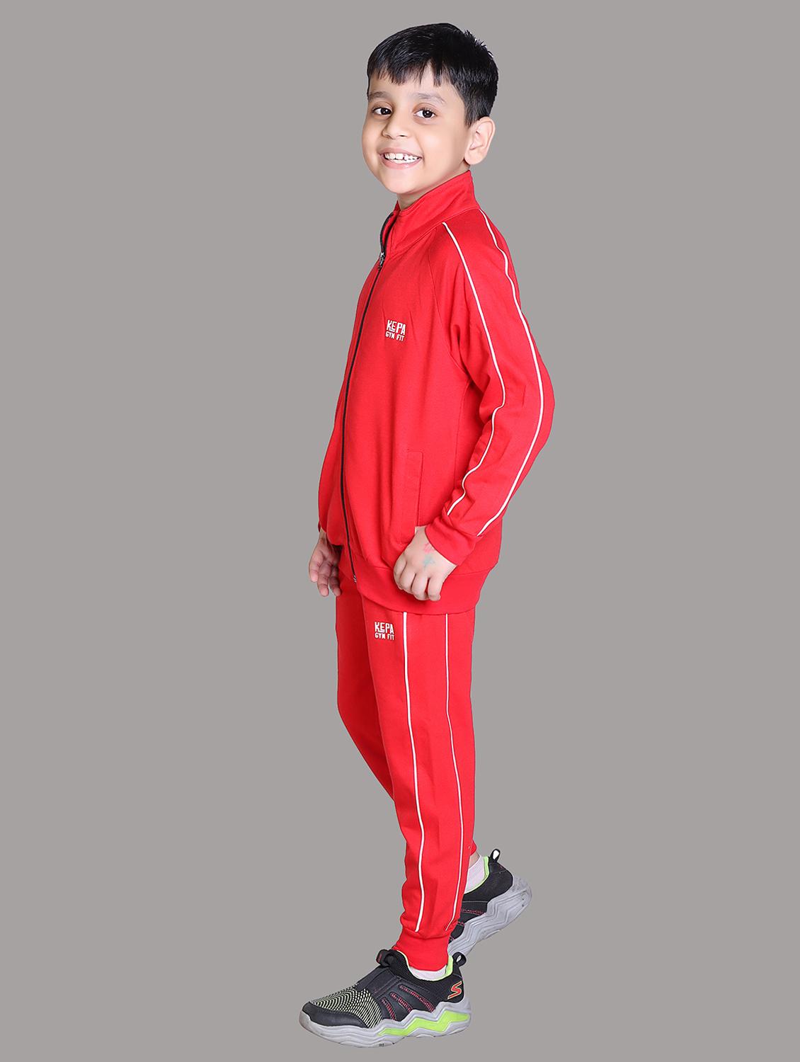 boys red solid hooded track suit - 22019342 - Standard Image - 3