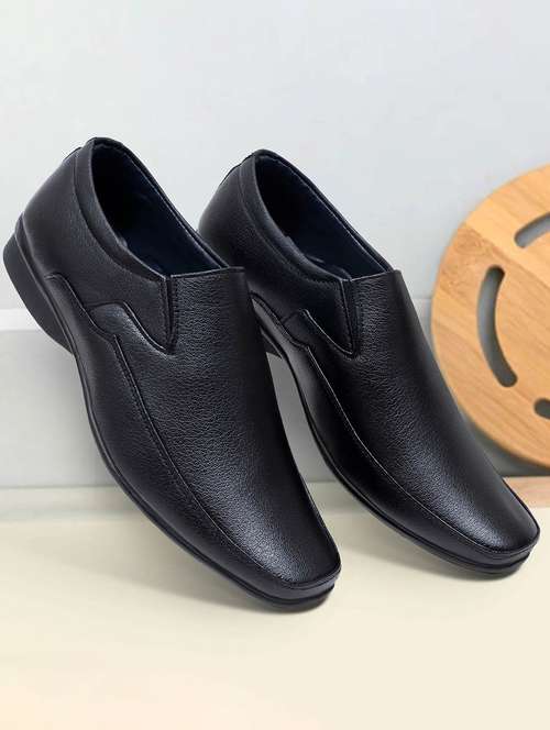 men black slip on formal shoes - 22019347 -  Standard Image - 0