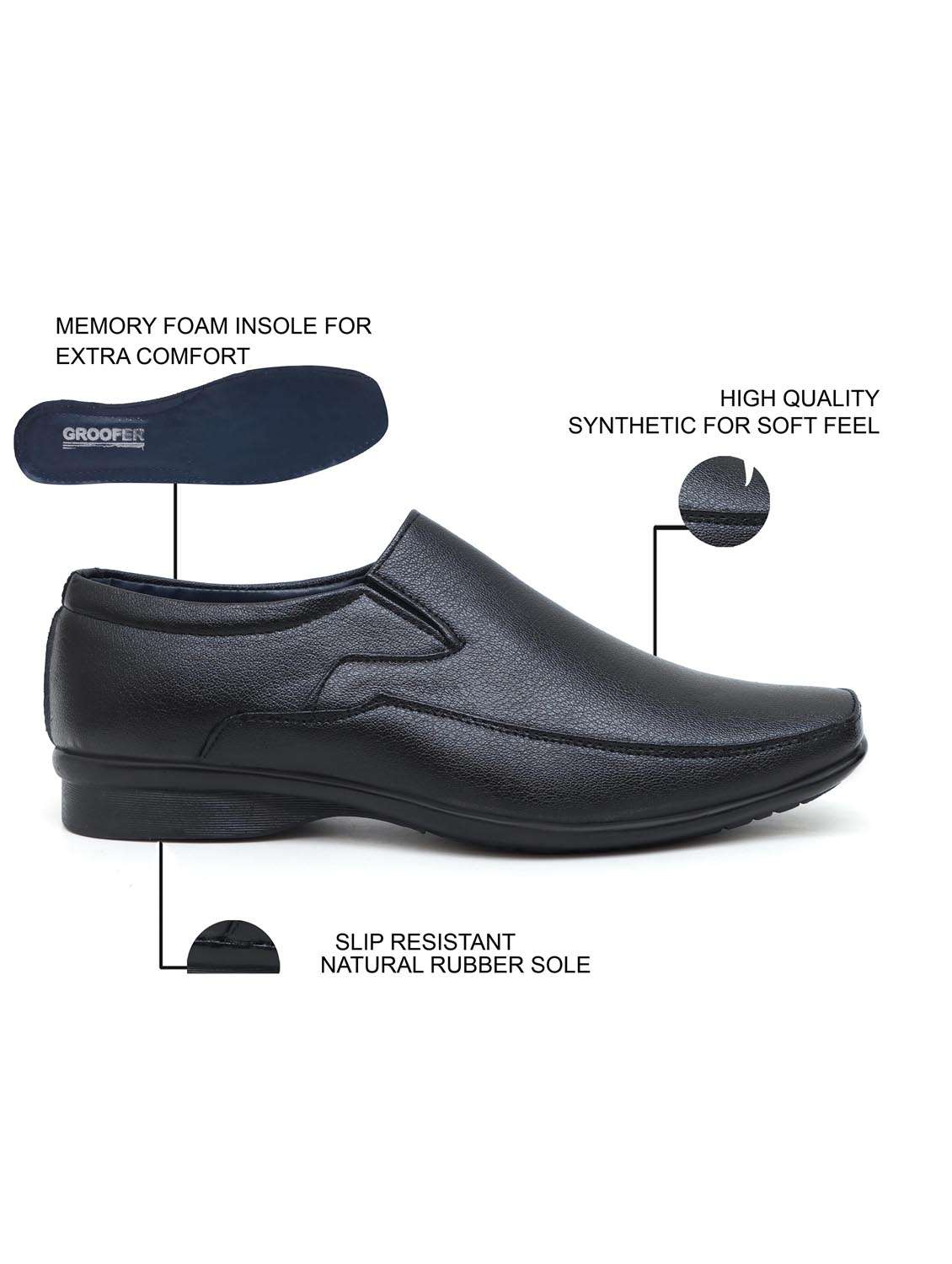 men black slip on formal shoes - 22019347 -  Standard Image - 3