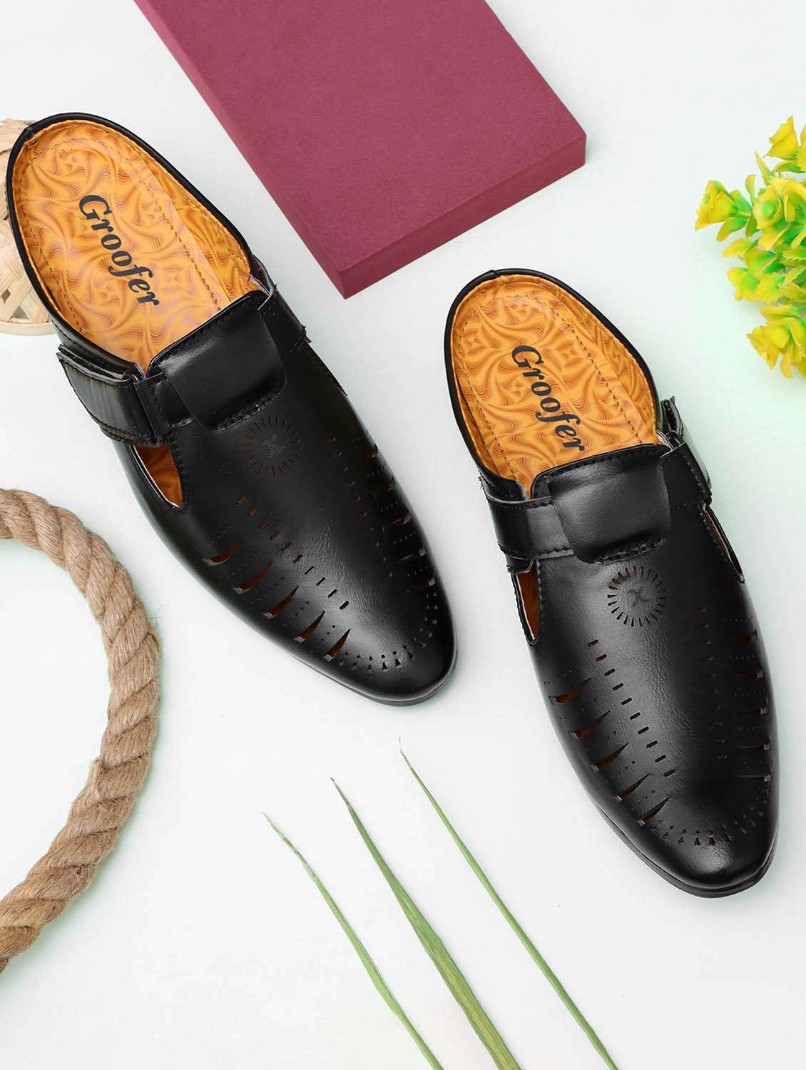 men black slip on mules - 22019348 -  Zoom Image - 0