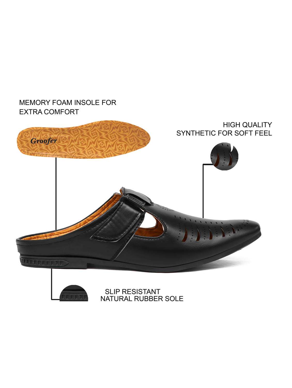 men black slip on mules - 22019348 - Standard Image - 3
