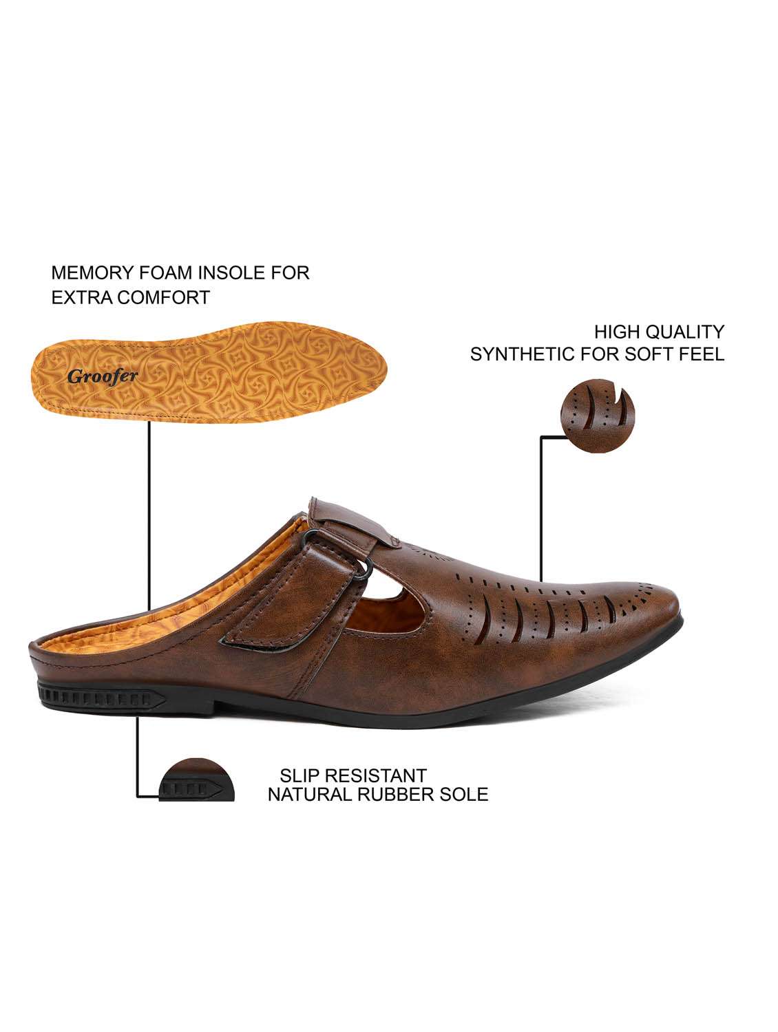 men brown slip on mule - 22019350 - Standard Image - 3