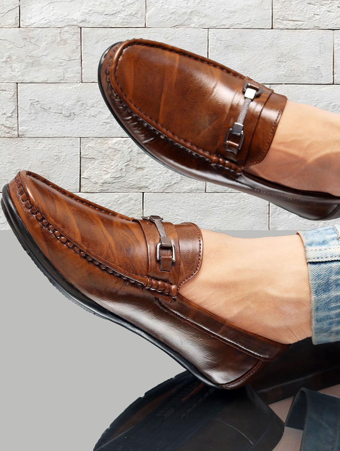 men brown slip on loafer