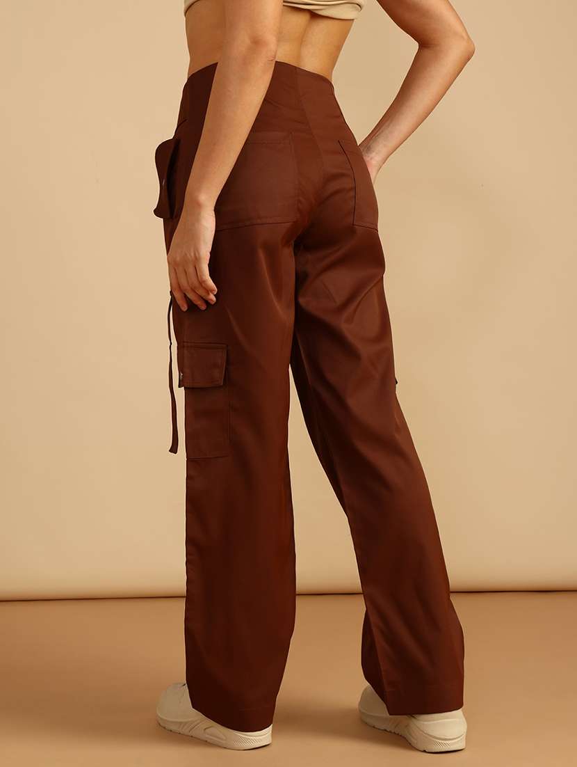 women solid high rise cargo - 22019405 -  Standard Image - 3