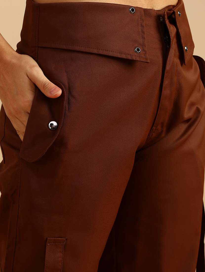 women solid high rise cargo - 22019405 -  Standard Image - 5