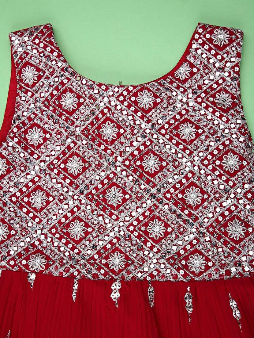 girlsembroidered sleeveless flared gown - 22019450 -  Standard Image - 3