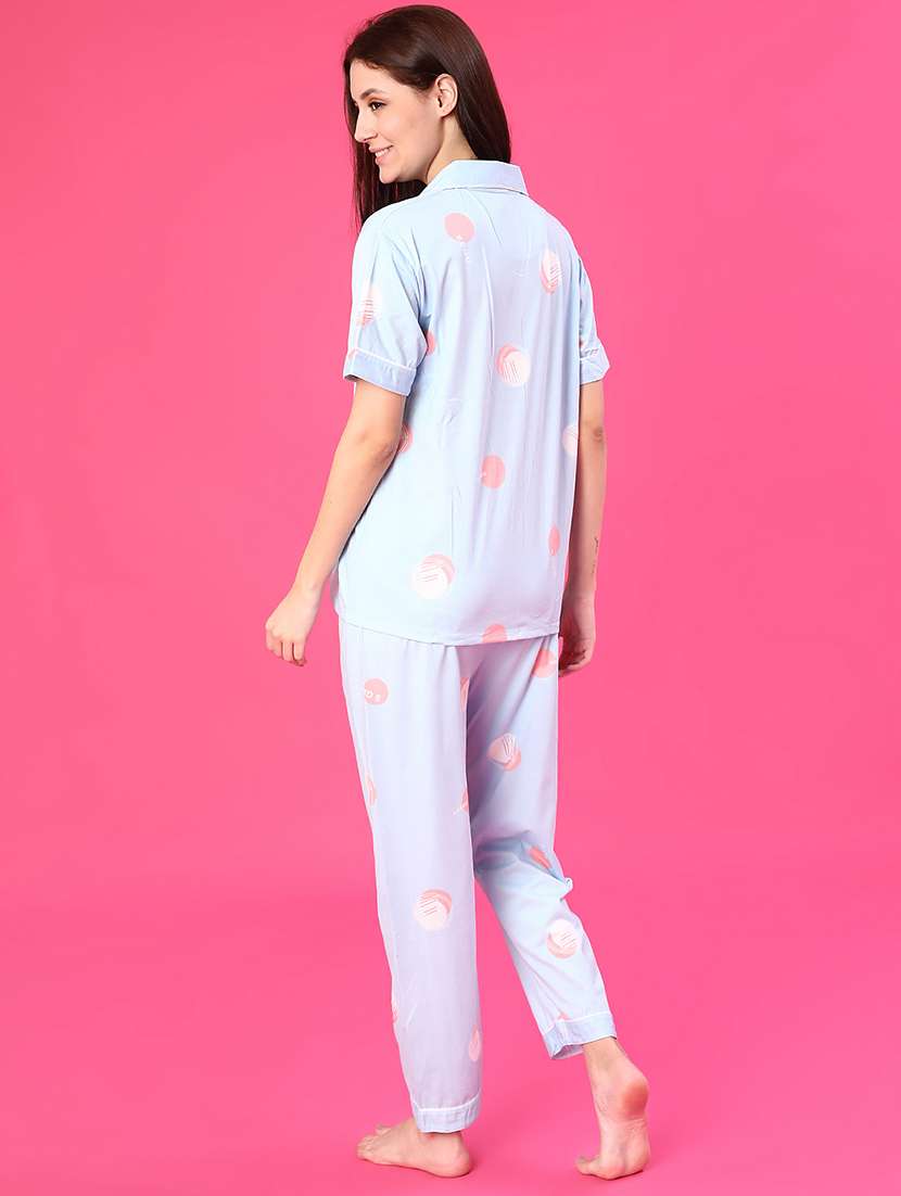 women printed short sleeve pyjama set nightwear - 22019475 -  Standard Image - 3