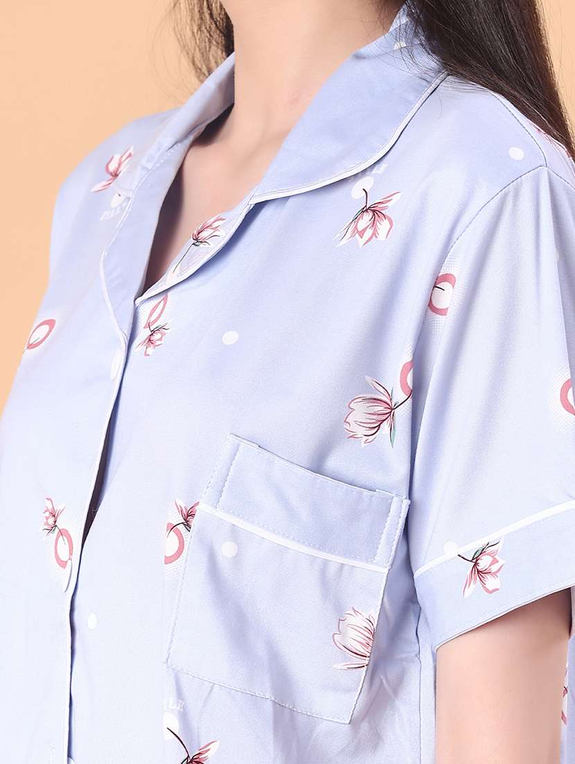 women printed short sleeve pyjama set nightwear - 22019478 -  Standard Image - 5