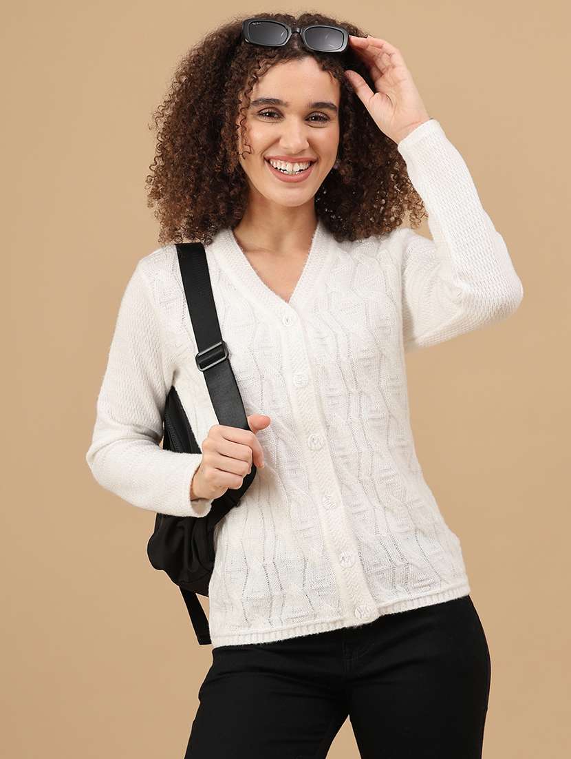 women self design long sleeve cardigan