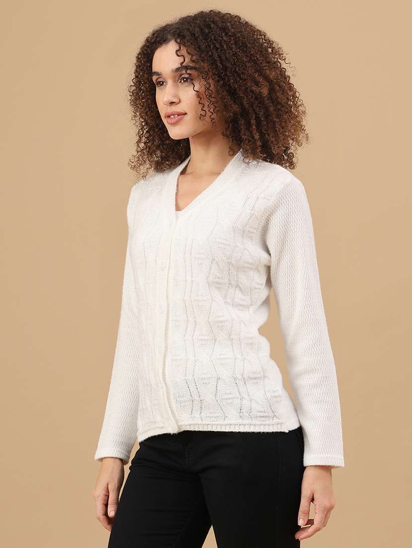 women self design long sleeve cardigan - 22019489 -  Standard Image - 3