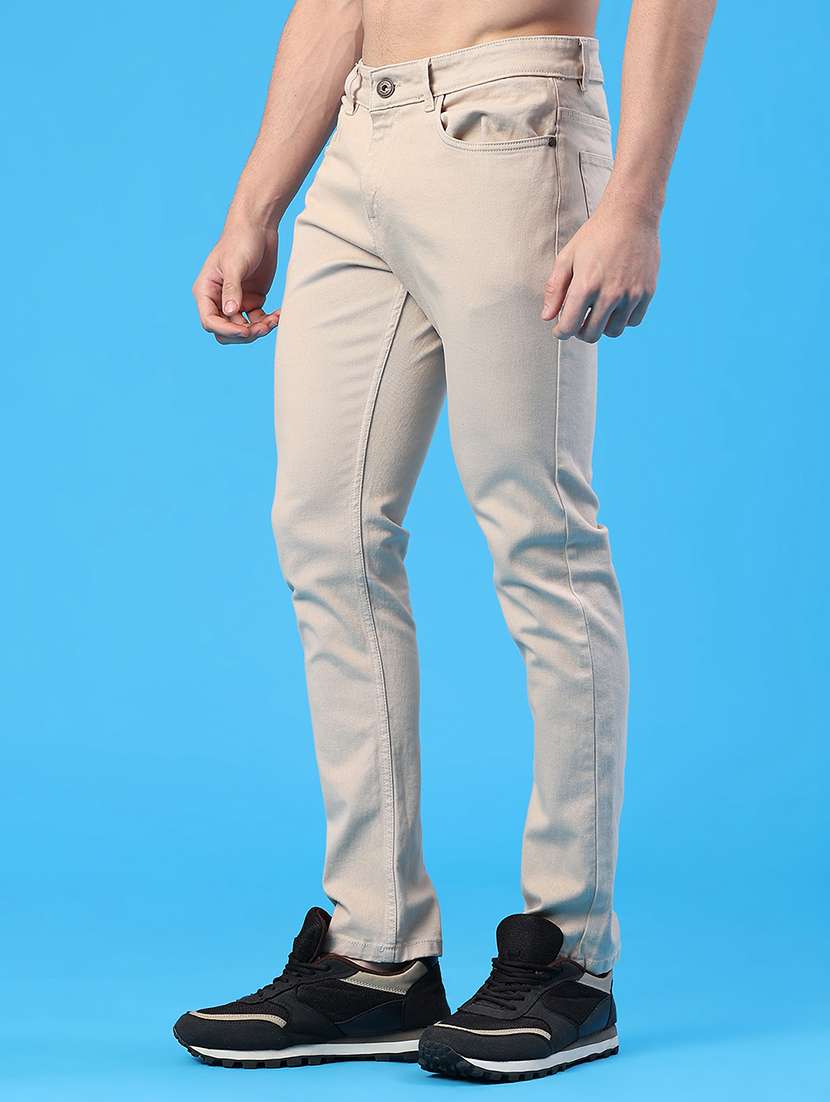 men plain mid rise full length slim fit jeans - 22019523 -  Standard Image - 3
