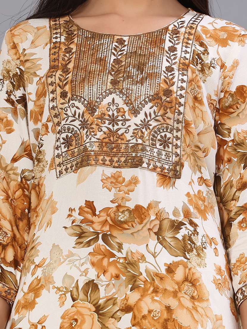 women three quarter sleeve straight kurta - 22019526 -  Standard Image - 5