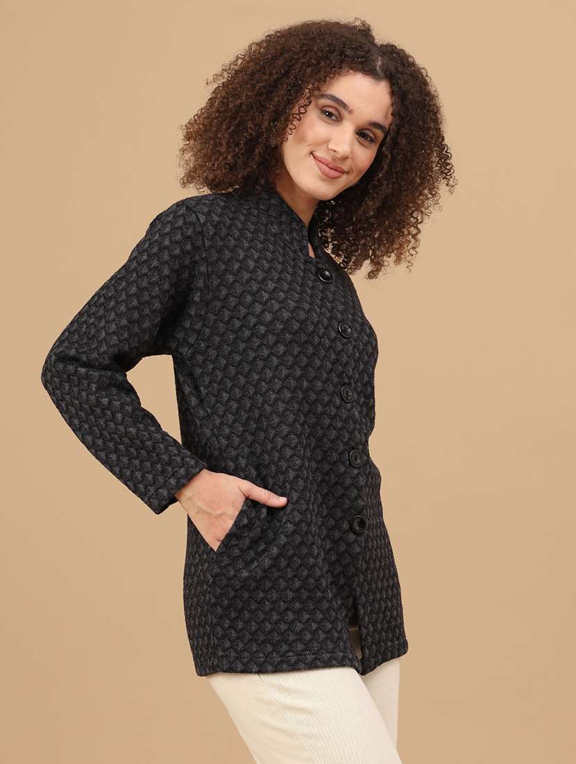 women self design long sleeve cardigan - 22019554 -  Standard Image - 3