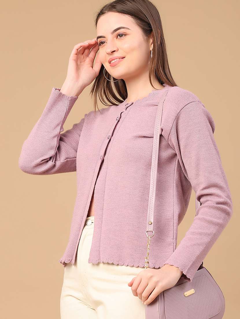 women solid long sleeve cardigan