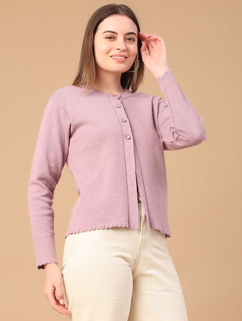 women solid long sleeve cardigan - 22019555 -  Standard Image - 3