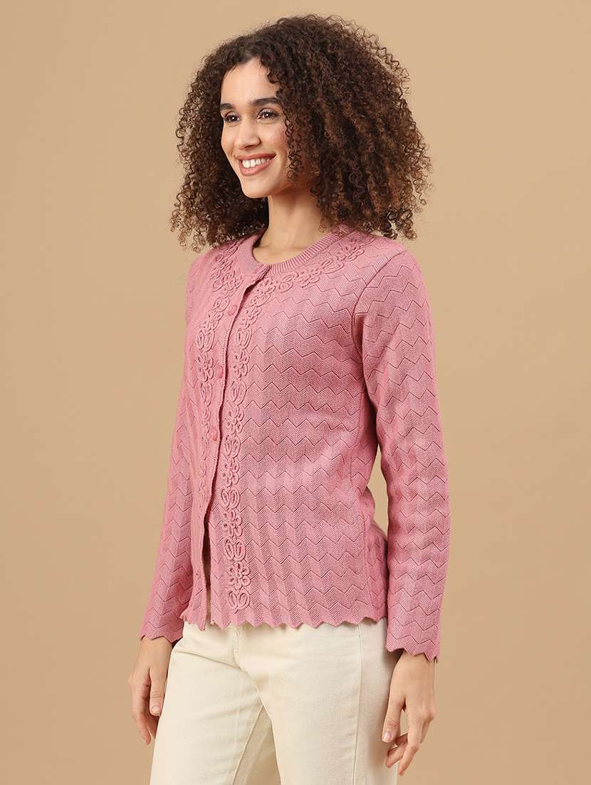 women self design long sleeve cardigan - 22019556 -  Standard Image - 3