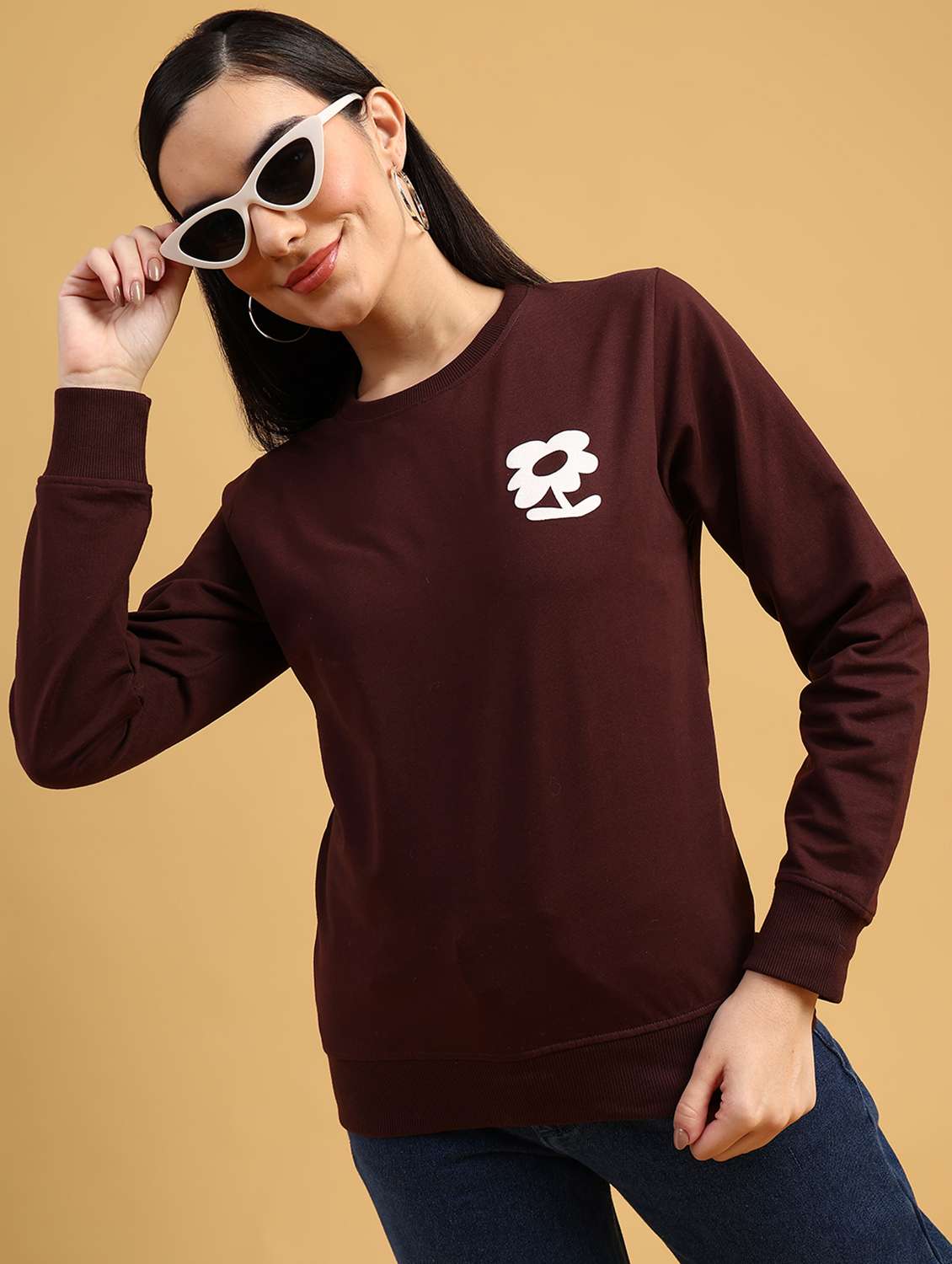 women printed long sleeve sweatshirt