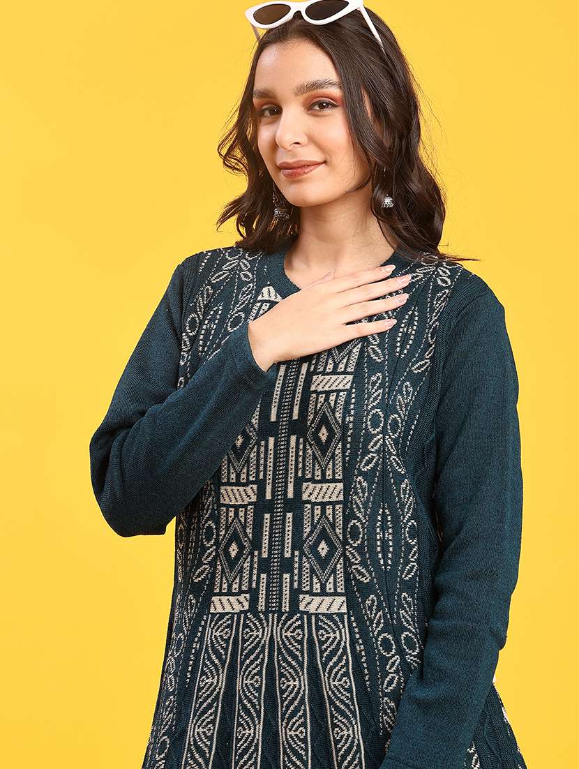 women self designed long sleeve kurta and pant set - 22019581 -  Standard Image - 3