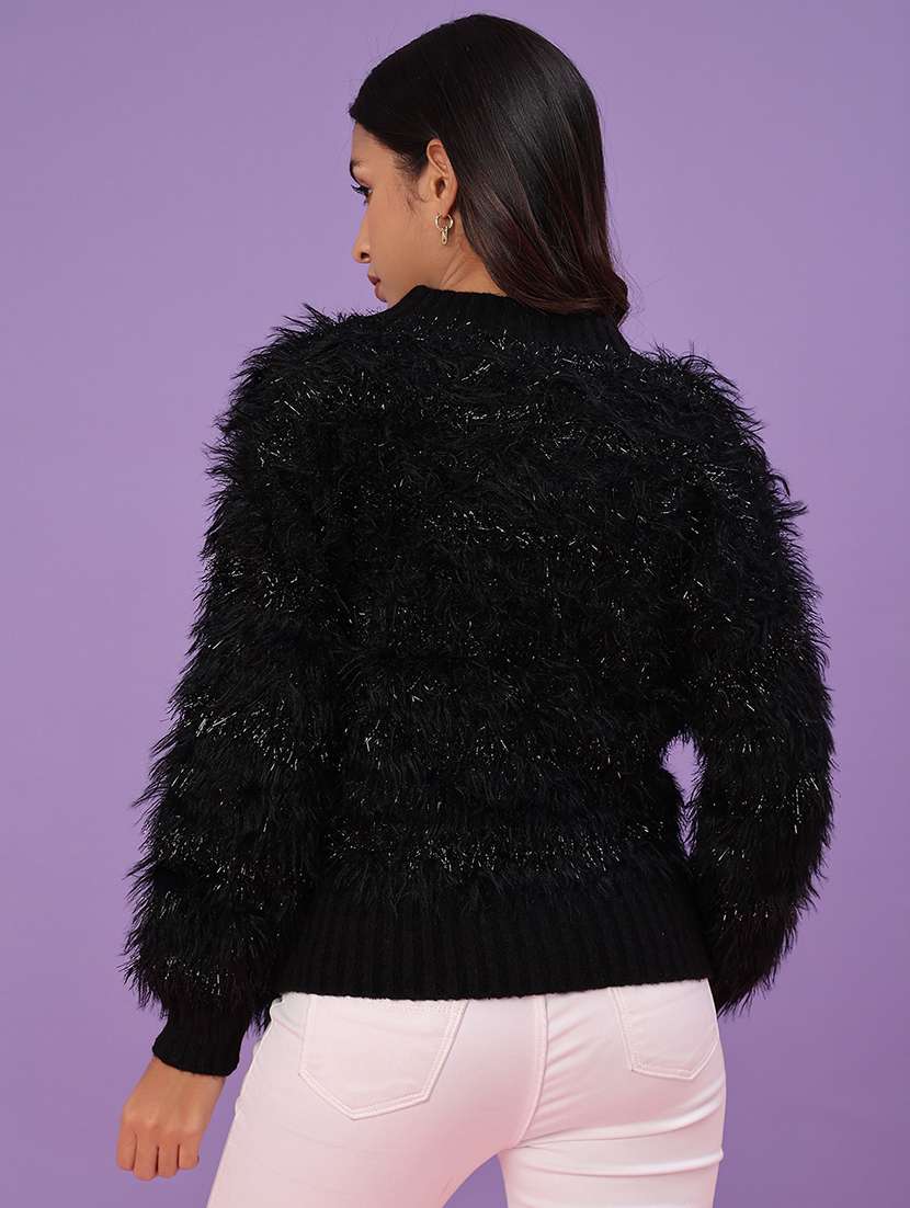 women self design long sleeve waist length pullover - 22019621 -  Standard Image - 3