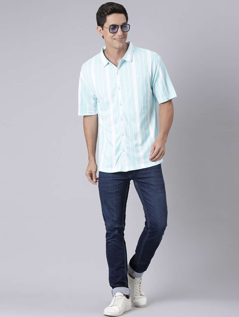 men striped short sleeve collared casual shirt - 22019639 -  Standard Image - 3