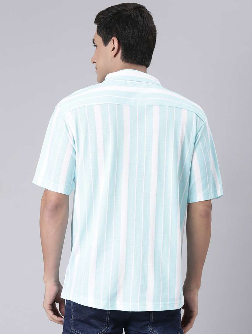 men striped short sleeve collared casual shirt - 22019639 -  Standard Image - 5
