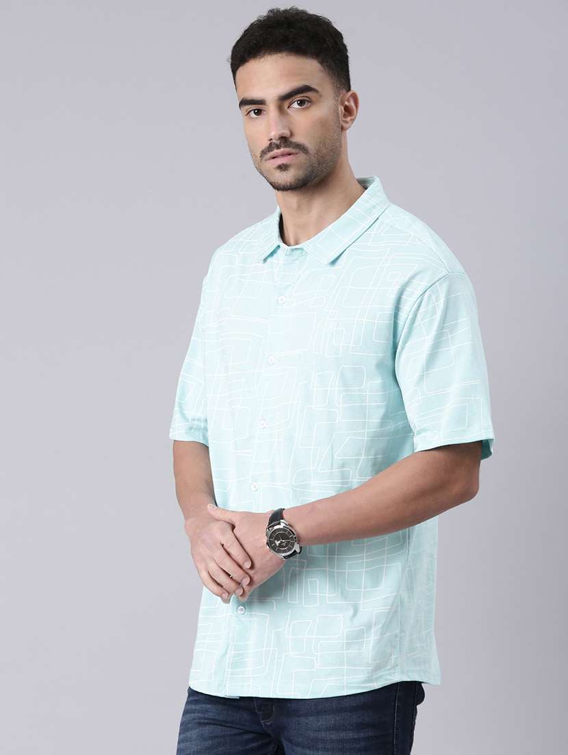 men printed collared short sleeves casual shirt - 22019640 - Standard Image - 5