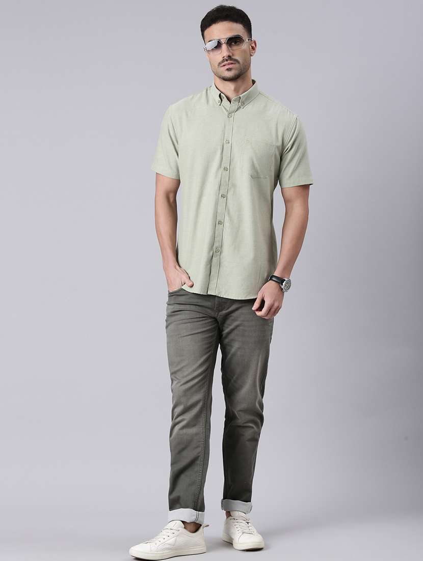 Men Solid Collared Short Sleeves Casual Shirt - 22019643 -  Standard Image - 5
