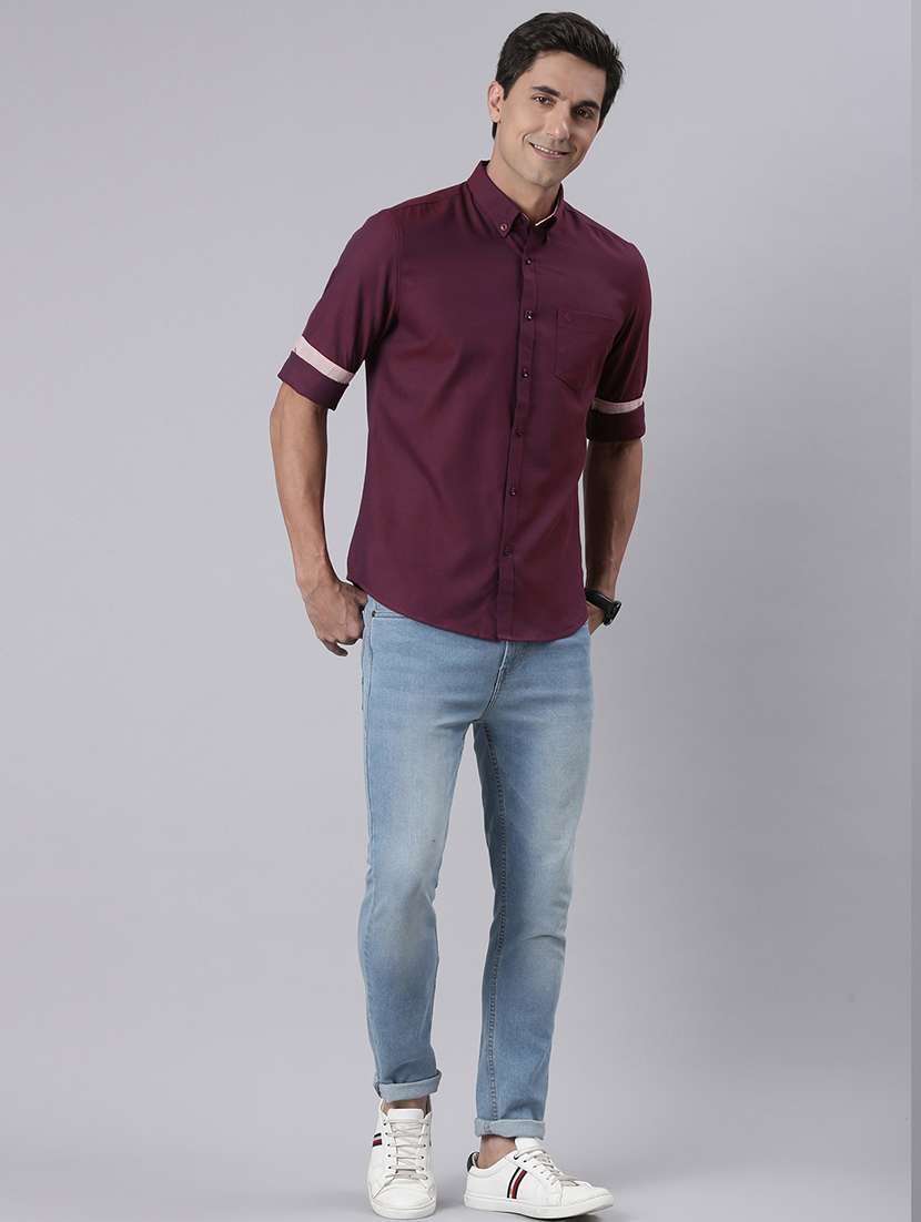 men solid collared long sleeve regular fit shirt - 22019644 -  Standard Image - 5
