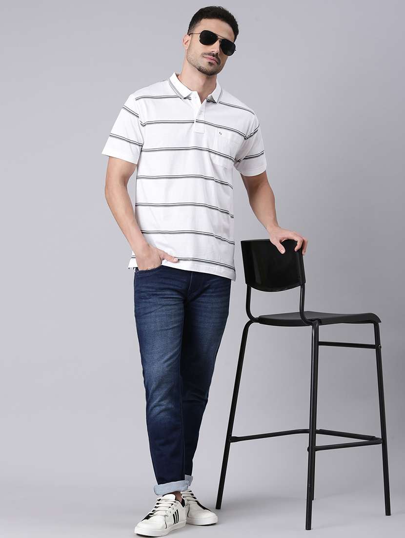 men striped short sleeve regular fit polo t-shirt - 22019647 - Standard Image - 3