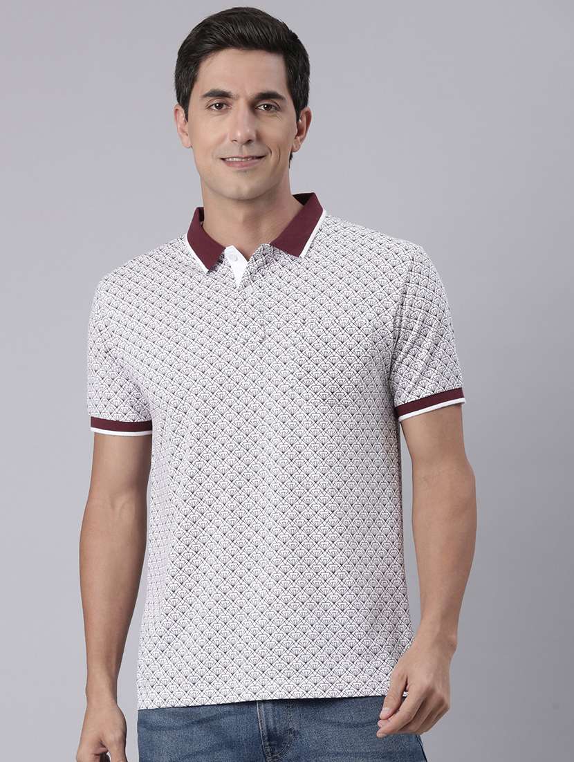 men printed short sleeve regular fit polo t-shirt
