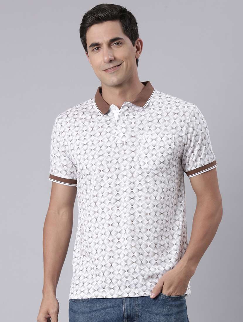 men printed short sleeve regular fit polo t-shirt