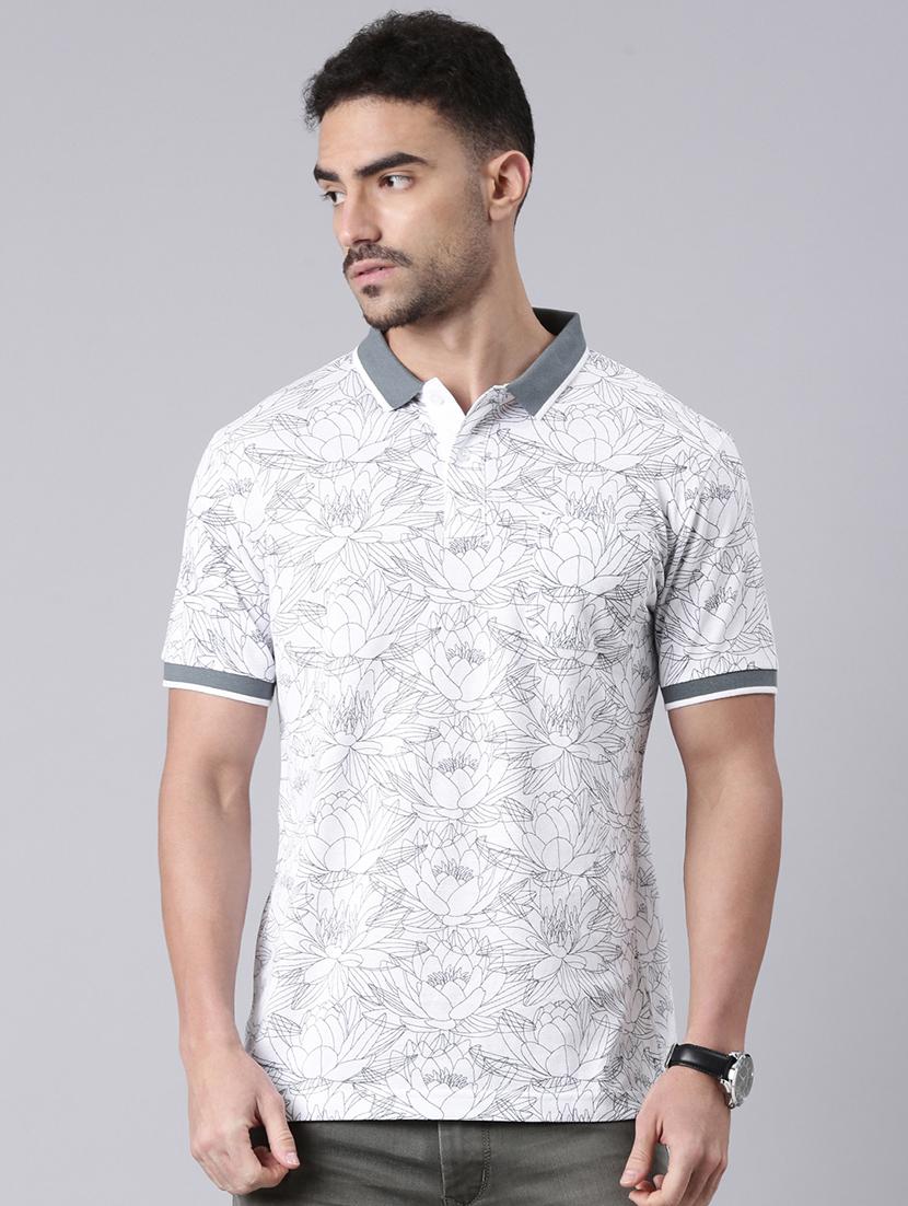 men printed short sleeve regular fit polo t-shirt