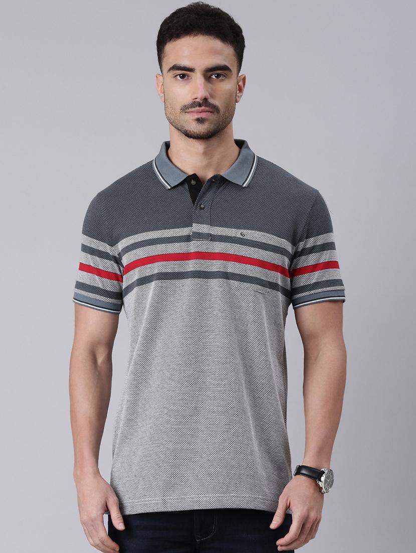 men striped short sleeve regular fit polo t-shirt