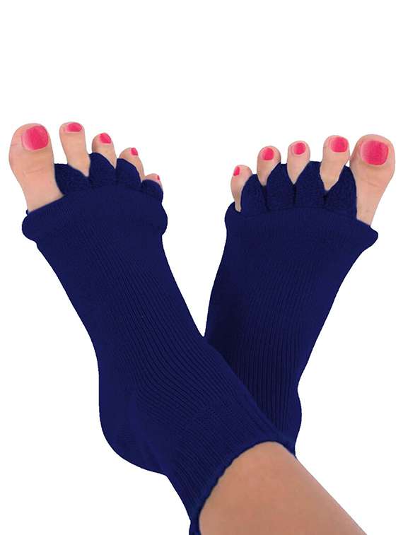 women solid five toe separater alignment socks 